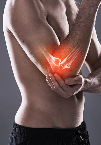 A visualization of elbow joint pain